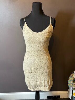 Altar'd State Cream Crochet Knit Mini Dress